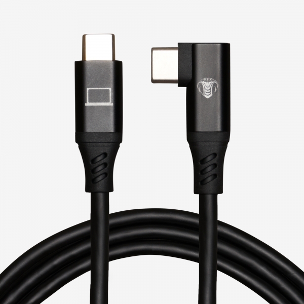CobraTether USB-C Cable 10m Straight to 90° Black