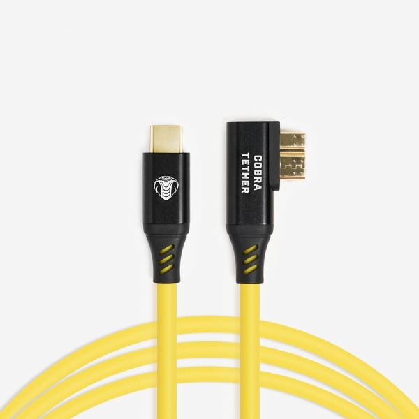 CobraTether USB-C - USB-Micro-B Cable 4,8m Straight to 90° Yellow