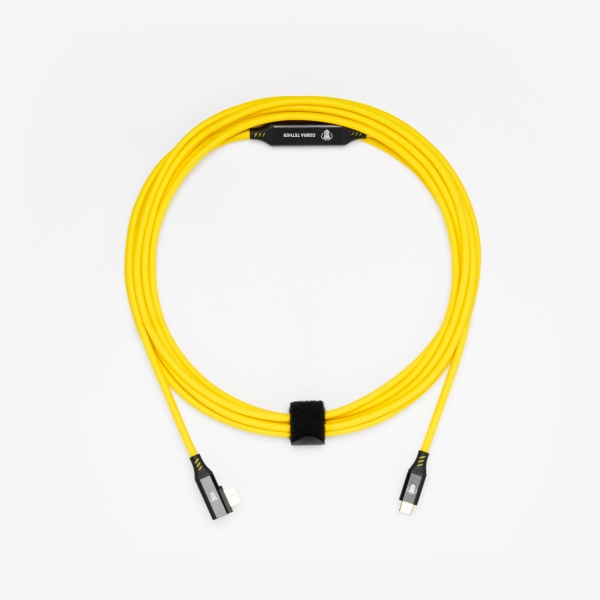 CobraTether USB-C - USB-Micro-B Cable 4,8m Straight to 90° Yellow