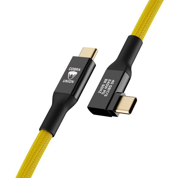 CobraUnion USB-C Cable 40G 0,5m Yellow Angled