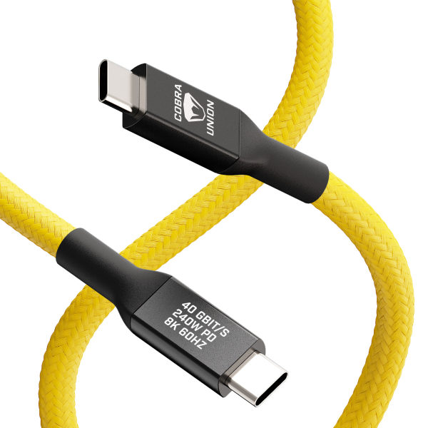CobraUnion USB-C Cable 40G 0,5m Yellow Straight
